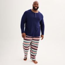 Big & Tall Jammies For Your Families® Christmas Morning Henley Top & Fairisle Fleece Bottoms Pajama Set Jammies For Your Families