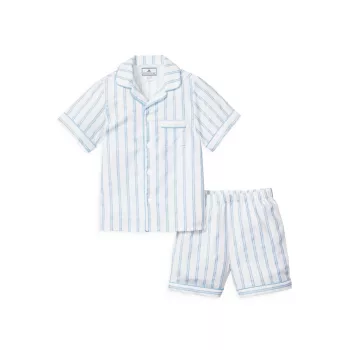 Little Kid's &amp; Kid's Striped Pajama Shorts Set Petite Plume