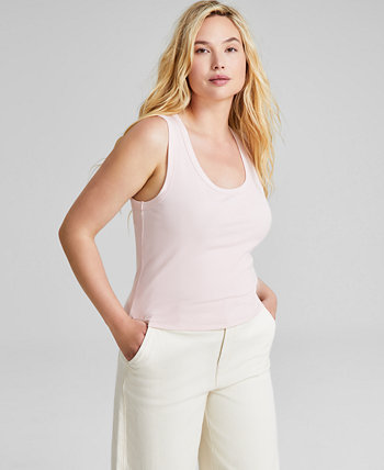 Women's Scoop-Neck Rib-Knit Sleeveless Tank Top, Created for Macy's And Now This