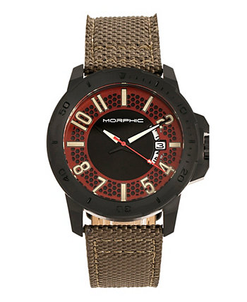Женские часы M70 Series черного, синего, коричневого, оливкового или цвета хаки холщового цвета с ремешком из натуральной кожи, длина 46 м Morphic