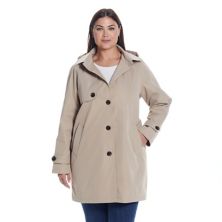 Plus Size Weathercast Lightweight Button Front Hooded Topper Jacket Weathercast