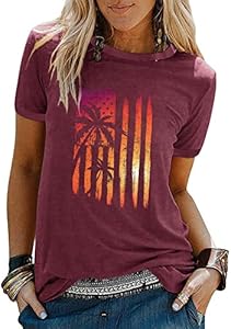 Beach Shirts for Women Hawaiian Graphic Tees Sunshine Summer Vacation Vintage Tshirt Tops Binshre