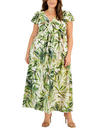 Плюс размер Платье макси с тропическим принтом и короткими рукавами Taylor