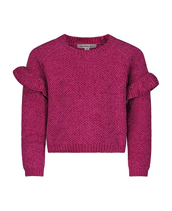 Свитер-пуловер с заниженными плечами и оборками из синели для девочек, детский Steve Madden