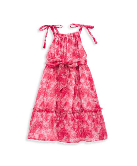 Шифоновое многоуровневое платье с принтом для маленьких девочек и завязок для девочек Marchesa Notte Mini