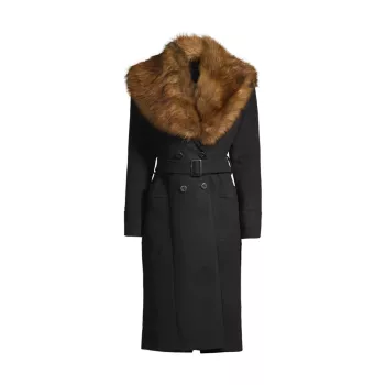 The Wonder Faux Fur Wool Coat Undra Celeste