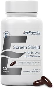 EyePromise Screen Shield All-in-One Eye Vitamin | Omega–3 Fish Oil, Bilberry, Lutein, Zeaxanthin, Vitamins A, C, B12, Zinc | 30 One-A-Day, Easy-Swallow Softgel Capsules EyePromise