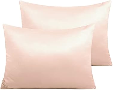 NTBAY Zippered Silk Satin Toddler Pillowcases - 2 Pack Hidden Zipper 13x18 Pillowcases - Luxury and Silky Baby Travel Pillow Covers, Navy Blue NTBAY