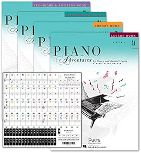 Piano Adventures Level 3A Learning Library Set By Nancy Faber - Lesson, Theory, Performance, Technique & Artistry Books & Juliet Music Piano Keys 88/61/54/49 Full Set Removable Sticker Faber Piano Adventures