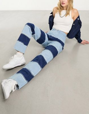 Синие широкие джинсы с бахромой и вставками Bolongaro Trevor — часть комплекта BOLONGARO TREVOR