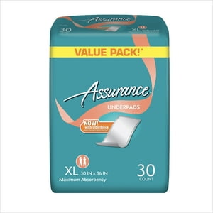 Assurance Incontinence Pads Unisex, Maximum, XL, 30 Ct Assurance