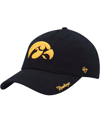 Женская черная регулируемая шляпа с логотипом Iowa Hawkeyes Miata Clean Up Logo '47 Brand