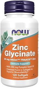 NOW Foods Supplements, Zinc Glycinate with 250 mg Pumpkin Seed Oil, Supports Prostate Health*, 120 Softgels (Мягкие капсулы) (Packaging May Vary) NOW Foods