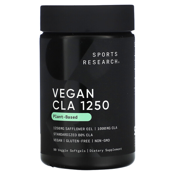 CLA 1250, на растительной основе, 1250 мг, 90 мягких желатиновых капсул на растительной основе Sports Research