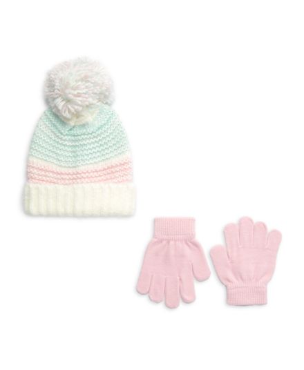 Детская шапка-бини из двух частей &amp; Набор перчаток Capelli New York
