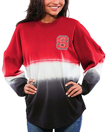 Женская красная футболка NC State Wolfpack Ombre с длинным рукавом, окрашенная методом Dip-Dyed Spirit Jersey