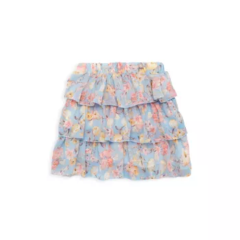 Многоярусная юбка с цветочным принтом для девочек Flowers By Zoe