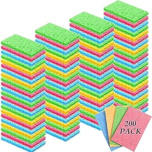 Zhengmy 48 Pieces Kitchen Sponge Bulk Natural Sponges for Dishes Compressed Wood Pulp Sponges for Cleaning Sponge Without Scratching for Kitchen Bathroom, 3.9 x 2.4 x 0.12 Inch Zhengmy