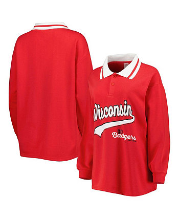 Женская красная рубашка поло Wisconsin Badgers Happy Hour с длинным рукавом Gameday Couture