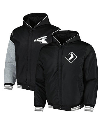 Men's Black Chicago White Sox Reversible Fleece Full-Snap Hoodie Jacket JH Design