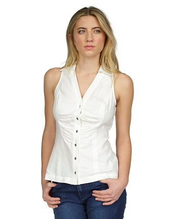 Women's Linen Sleeveless Button-Front Top Michael Kors
