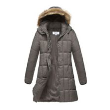 Haute Edition Women's Mid-length Puffer Parka Coat With Faux Fur-lined Hood Haute Edition