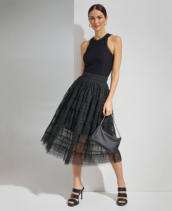 Женская многоярусная юбка-миди из тюля DKNY
