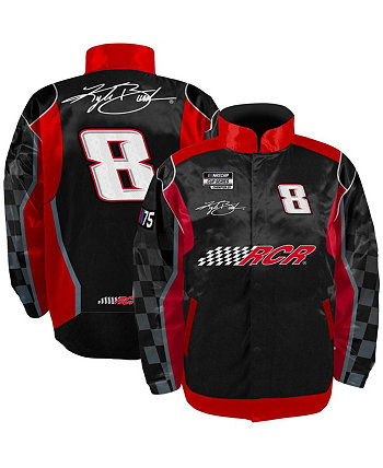 Мужская нейлоновая куртка Kyle Busch черного и красного цвета с застежкой на пуговицы черного цвета Richard Childress Racing Team Collection