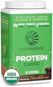 Brown Rice Protein Powder with Bcaa & Amino Acids Raw Rice Protein Shake Gluten Free Low Carb Dairy Free | Plant Based Classic Sprouted Brown Rice Protein Powder Chocolate 750g by Sunwarrior Sunwarrior