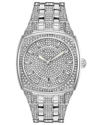 Мужские часы с браслетом из нержавеющей стали и кристаллов, 40 мм Bulova