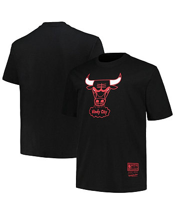 Мужская черная рваная футболка с логотипом Chicago Bulls Big and Tall Hardwood Classics в винтажном стиле Mitchell & Ness