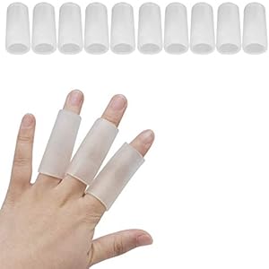 10 Pieces Gel (Гель) Finger Protectors, Silicone Finger Caps Finger Cots and Finger Sleeves for Trigger Finger, Finger Friction, Finger Arthritis and Corn Blister Yimanduo