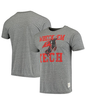 Мужская серая футболка Texas Tech Red Raiders с винтажным логотипом Tri-Blend Original Retro Brand