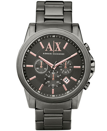 Мужские часы с браслетом из нержавеющей стали с хронографом цвета серого цвета бронзы, 45 мм Armani