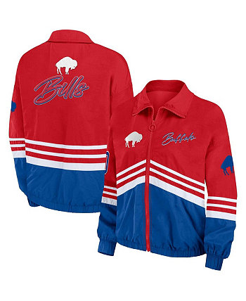 Women's Red Distressed Buffalo Bills Vintage-Like Throwback Windbreaker Full-Zip Jacket WEAR by Erin Andrews