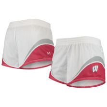Женские сетчатые шорты Under Armour, белые / красные Wisconsin Badgers Under Armour