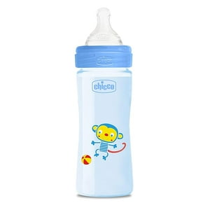 Chicco Well-Being 250ml Baby Coloured Feeding Milk Bottle for Babies (Blue) Chicco