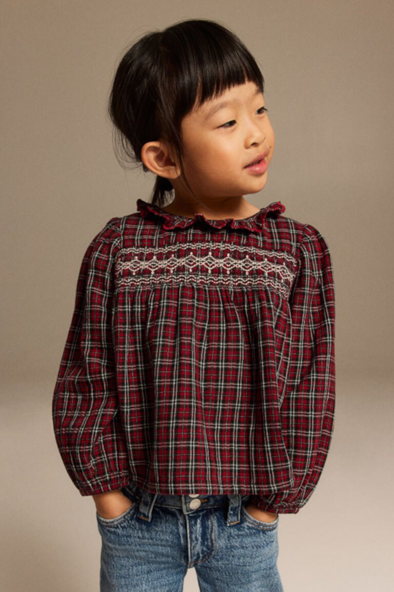 Хлопковая блузка с воланным воротником H&M