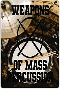 Металлическая табличка Weapons Of Mass Percussion 30х20 см, антивандальная, стильный декор для музыкальных и рок-энтузиастов Generic