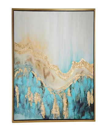 Холст Увеличить Настенное искусство в рамке Slice Geode с золотой рамкой, 47 x 2 x 35 дюймов Rosemary Lane