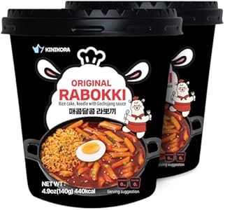 KINIKORA Premium Instant Rabokki Cup - (Cheese Flavor, Pack of 2) Korean Ramen & Tteokbokki | Quick & Easy, Authentic Street Food KINIKORA