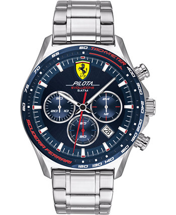 Мужские наручные часы Pilota Evo с браслетом из нержавеющей стали с хронографом 44 мм Ferrari