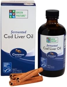 Green Pasture - Fermented Cod Liver Oil Liquid (Жидкость) - 6 fl. oz (Унции). Vitamin A Vitamin D Omega 3 Omega 6 Omega 9 (6oz Cinnamon) Green Pasture