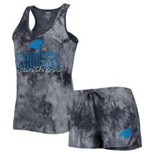 Women's Concepts Sport Charcoal Carolina Panthers Billboard Scoop Neck Racerback Tank and Shorts Sleep Set Unbranded
