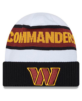 Men's White/Black Washington Commanders 2023 Sideline Tech Cuffed Knit Hat New Era