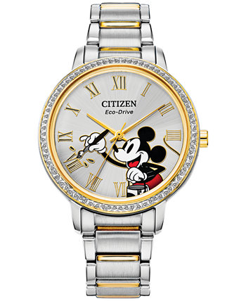 Двухцветные часы с браслетом из нержавеющей стали с Микки Маусом, 33 мм Citizen