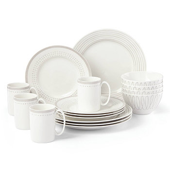 Charlotte Street East Grey Набор столовой посуды из 16 предметов, сервиз для 4 человек Kate Spade New York