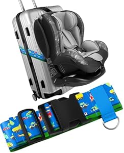 Slohif Car Seat Luggage Strap for Suitcase - Carseat Travel Belt with Buckle Attach to Carry On Luggage Cartoon Airport Stroller Strap Adjustable,Horse Slohif