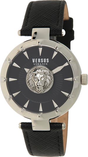 Часы с кожаным ремешком с тиснением под змею, 36 мм Versus Versace