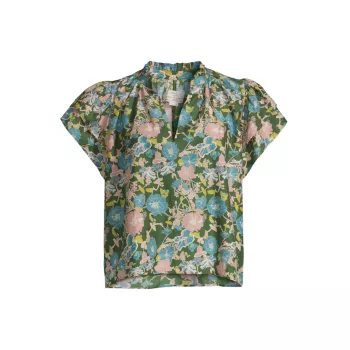 Блуза Clover из хлопка и шелка Birds of Paradis